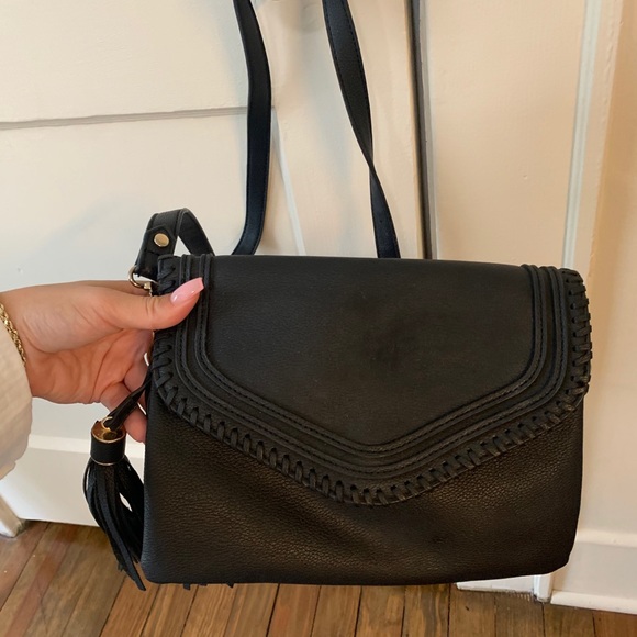 Francesca's Collections Handbags - Black Satchel With Flap Closure